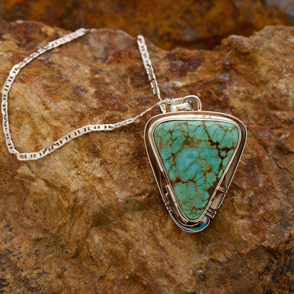 Triangular Number 8 Turquoise Sterling Silver Pendant