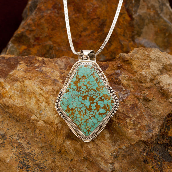 Arrowhead Number 8 Turquoise Sterling Silver Pendant