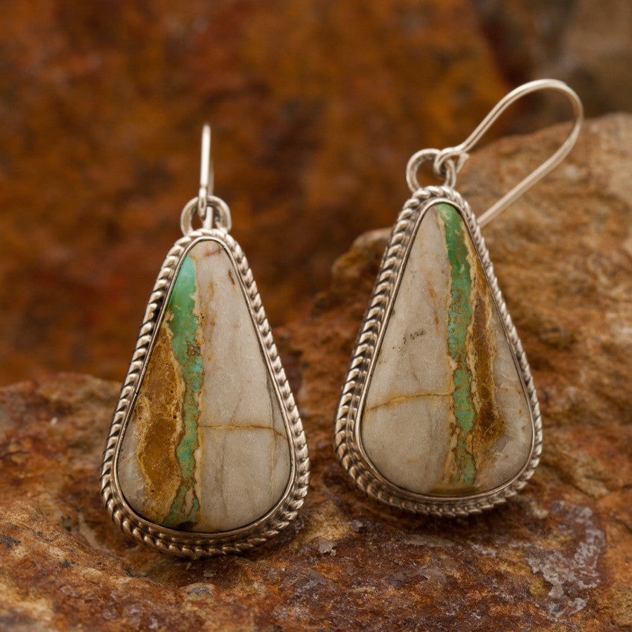 Navajo Relaxation Boulder Turquoise Sterling Silver Earrings