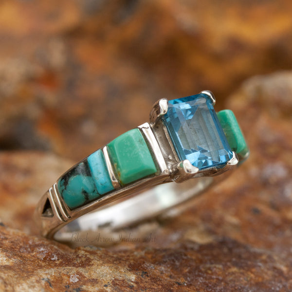 David Rosales Pine Hill Cobble Inlaid Sterling Silver Ring