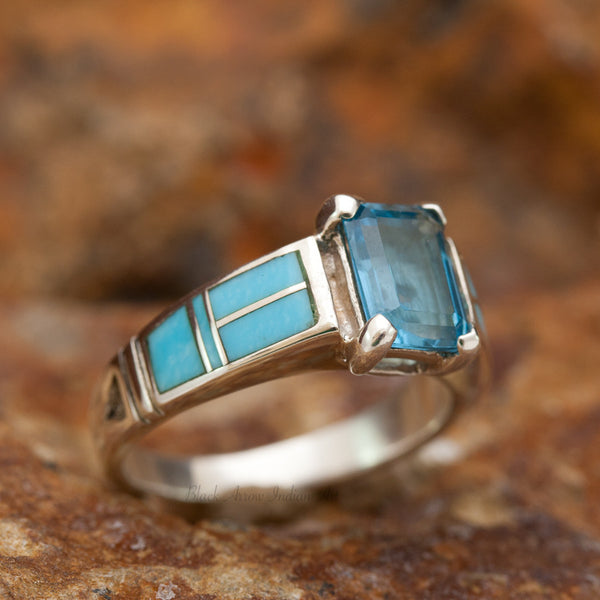 David Rosales True Blue Arizona Blue Inlaid Sterling Silver Ring