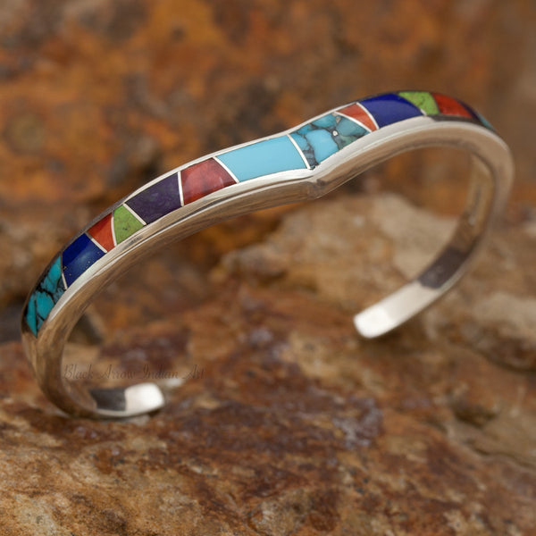 David Rosales Indian Summer Inlaid Sterling Silver Bracelet