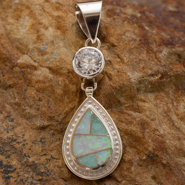 David Rosales Amazing Light Inlaid Sterling Silver Pendant