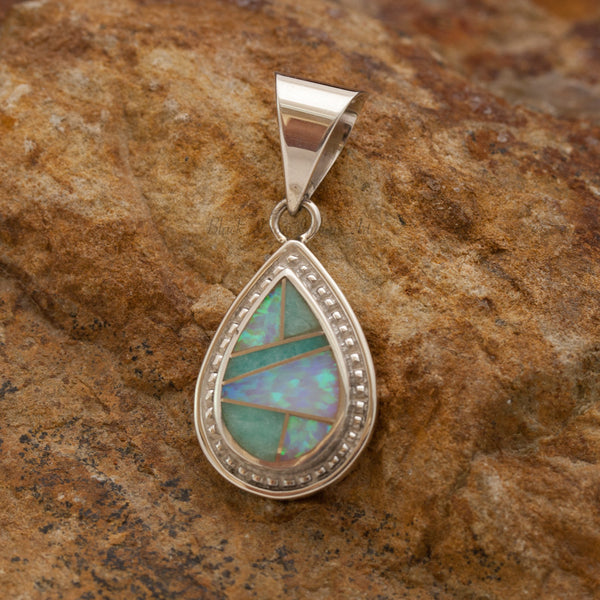David Rosales Amazing Light Inlaid Sterling Silver Pendant