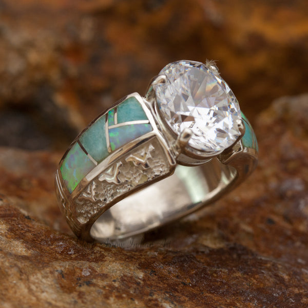 David Rosales Amazing Light Inlaid Sterling Silver Ring