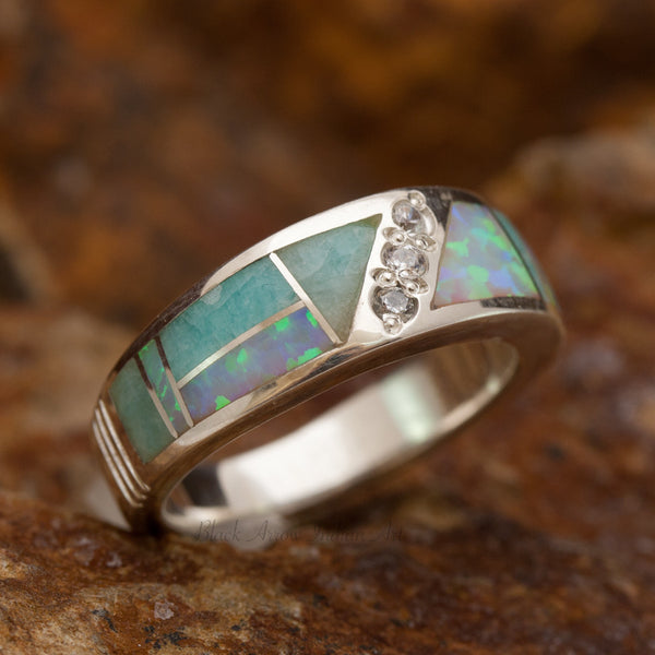 David Rosales Amazing Light Inlaid Sterling Silver Ring