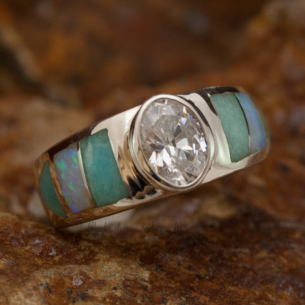 David Rosales Amazing Light Royal Inlaid Sterling Silver Ring