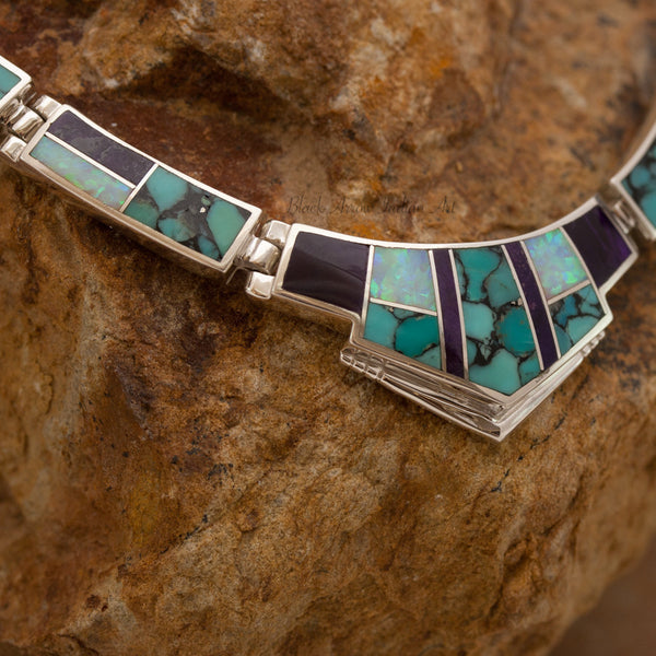David Rosales Shalako Inlaid Sterling Silver Necklace