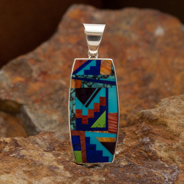David Rosales Indian Summer Braque Inlaid Sterling Silver Pendant