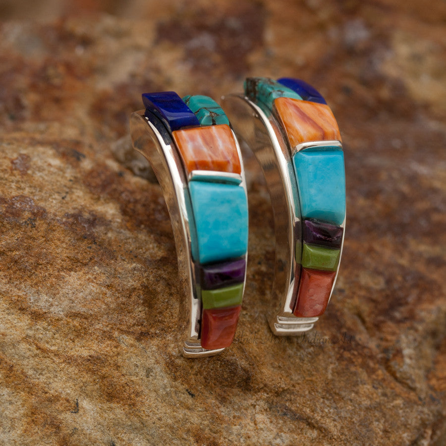 David Rosales Indian Summer Cobble Inlaid Sterling Silver Earrings