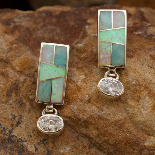 David Rosales Amazing Light  Inlaid Sterling Silver Earrings