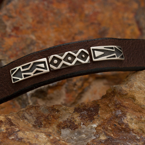 David Rosales Sterling Silver and Leather Strap Bracelet