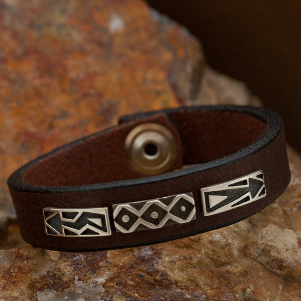 David Rosales Sterling Silver and Leather Strap Bracelet