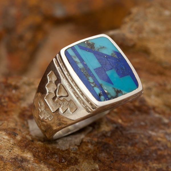 David Rosales Blue Mountain Inlaid Sterling Silver Alpha Prime Ring
