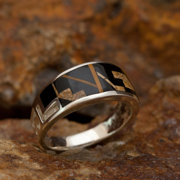 David Rosales Couples' Set Native Earth Inlaid Sterling Silver Ring