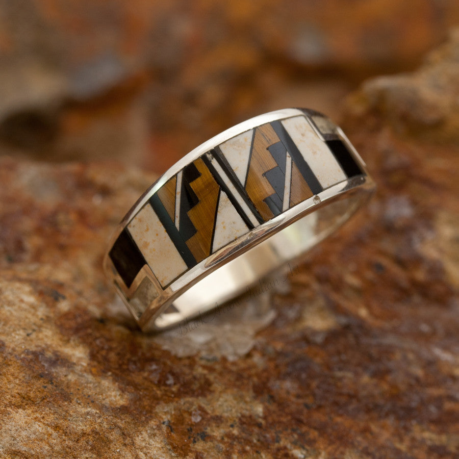 David Rosales Kayenta Marcel Inlaid Sterling Silver Ring