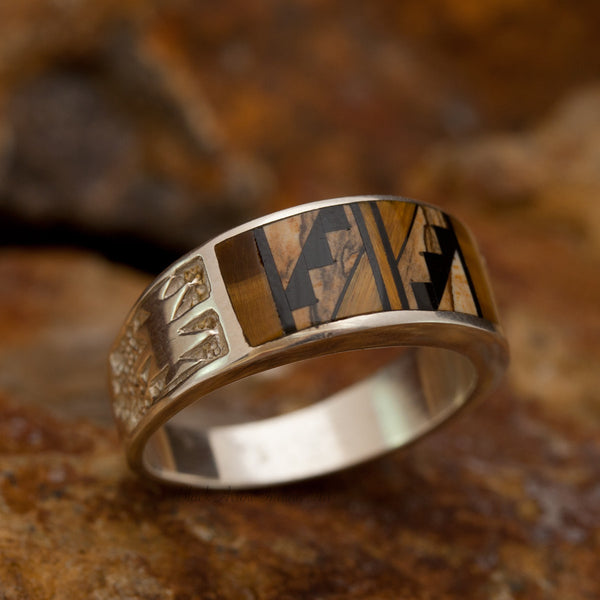 David Rosales Native Earth Duchamp Inlaid Sterling Silver Ring