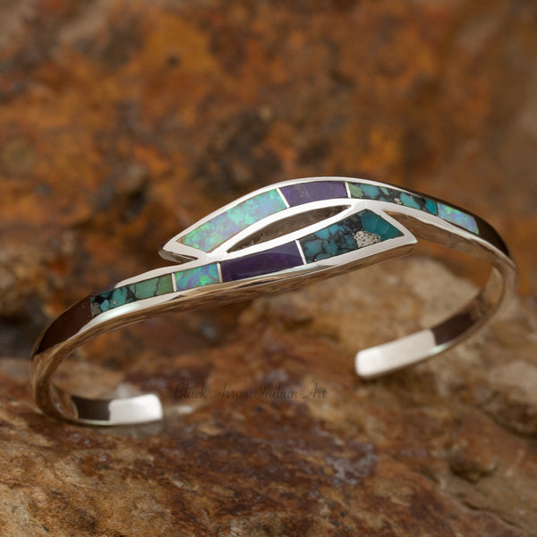 David Rosales Shalako Crisscross Inlaid Sterling Silver Bracelet