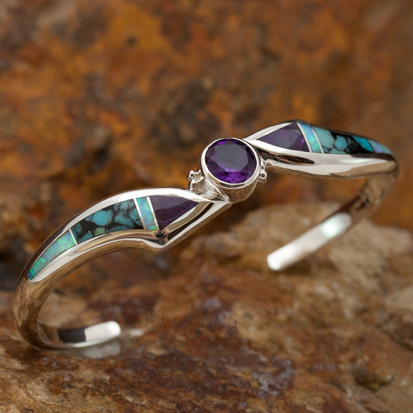 David Rosales Shalako Distinction Inlaid Sterling Silver Bracelet