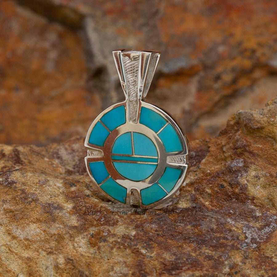 David Rosales Arizona Blue Inlaid Sterling Silver Pendant