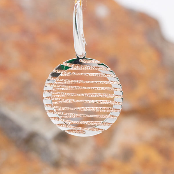 Small Round Rose Gold and Rhodium Wire Earrings