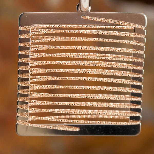 Large Square Rose Gold and Rhodium Wire Earrings