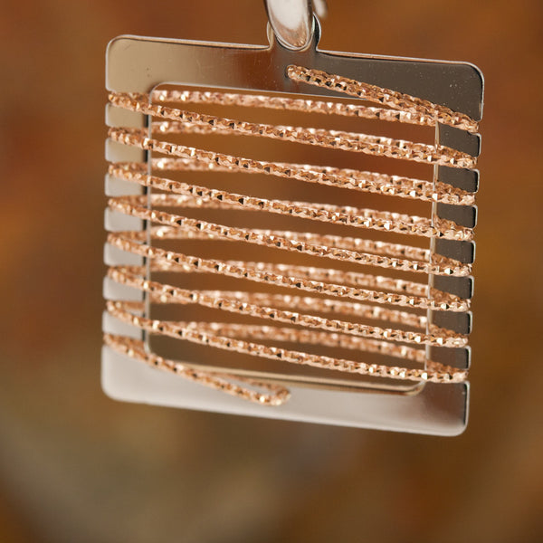 Small Square Rose Gold and Rhodium Wire Earrings