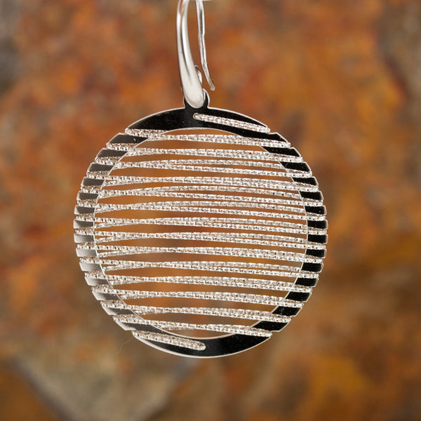 Large Round Sterling Silver and Rhodium Wire Earrings