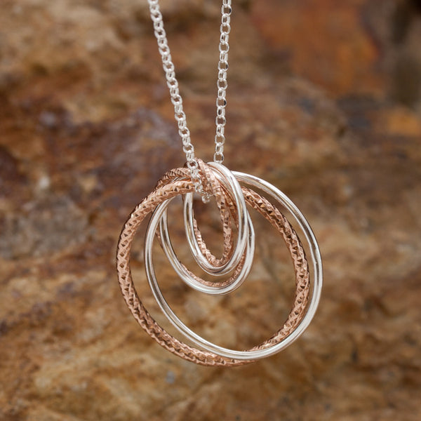 Rose Gold and Rhodium Plated Necklace and Pendant Set