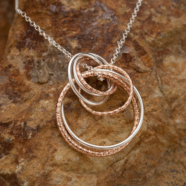 Rose Gold and Rhodium Plated Necklace and Pendant Set