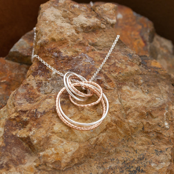 Rose Gold and Rhodium Plated Necklace and Pendant Set