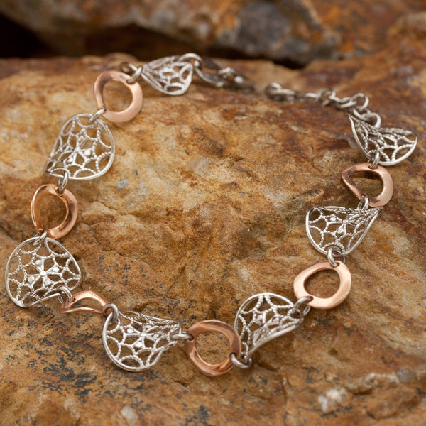 Dream Catcher Rose Gold and Sterling Silver Bracelet