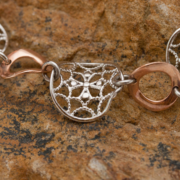 Dream Catcher Rose Gold and Sterling Silver Bracelet