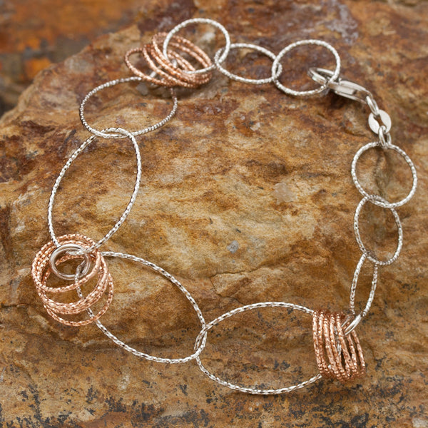 Glittering  Rose Gold and Sterling Silver Bracelet