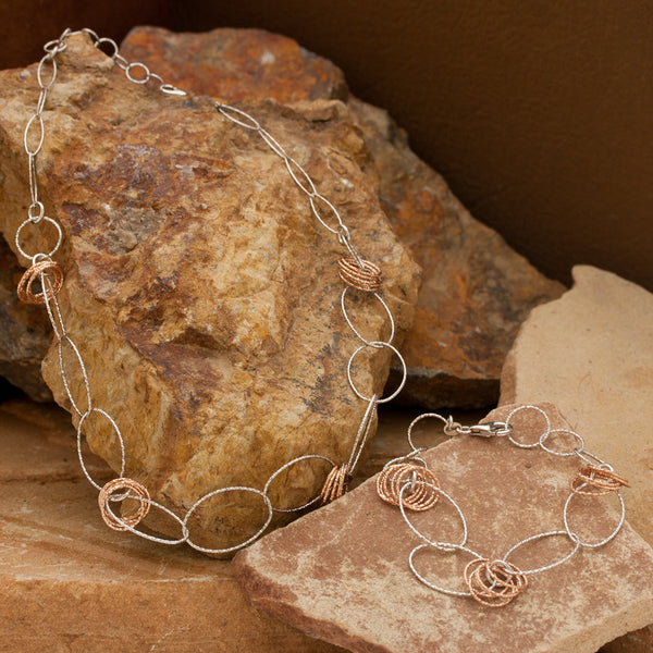 Glittering  Rose Gold and Sterling Silver Bracelet