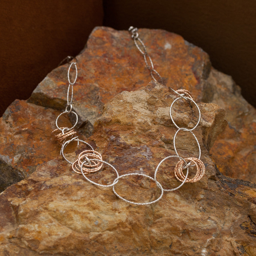 Glittering Rose Gold and Rhodium Plated Necklace