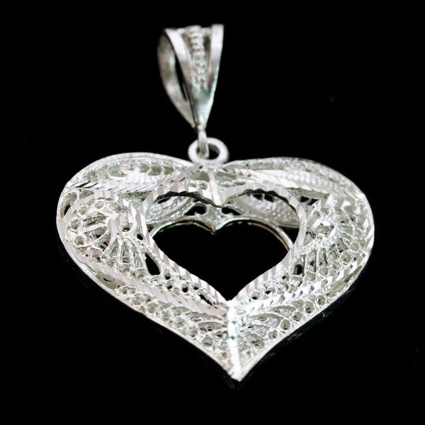 Sterling Silver and Rhodium Plated Heart