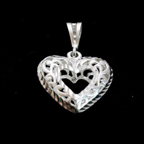 Sterling Silver and Rhodium Plated Heart