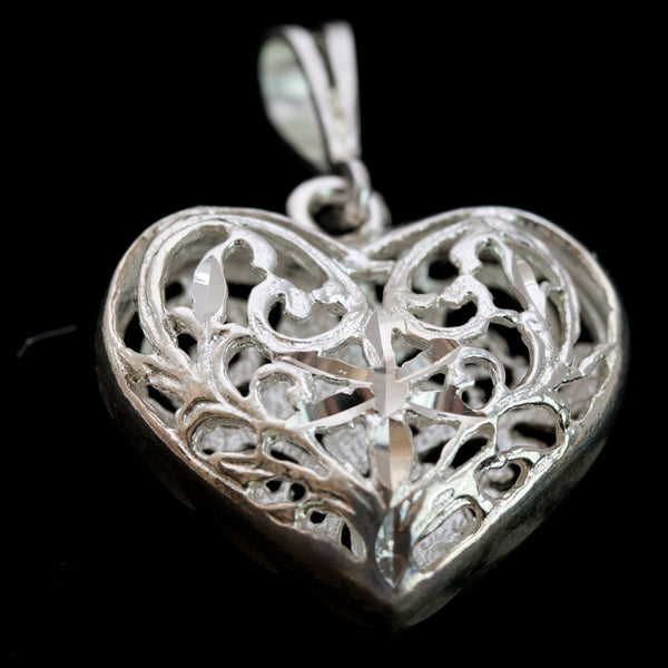 Sterling Silver and Rhodium Plated Heart