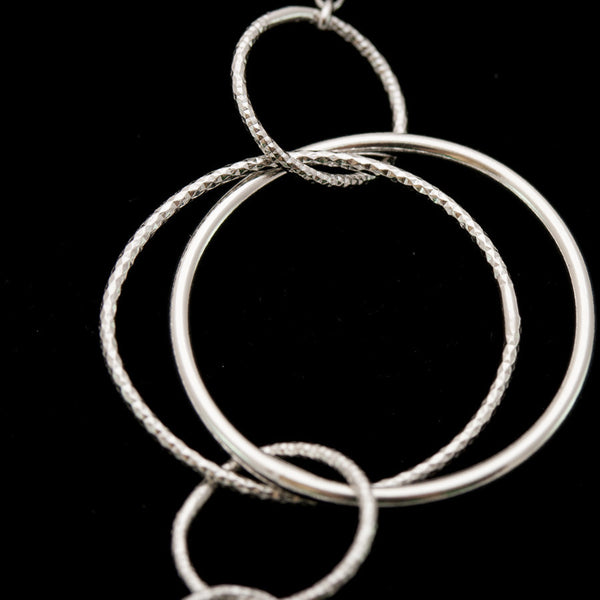 Sterling Silver and Rhodium Plated Multi-ring Necklace