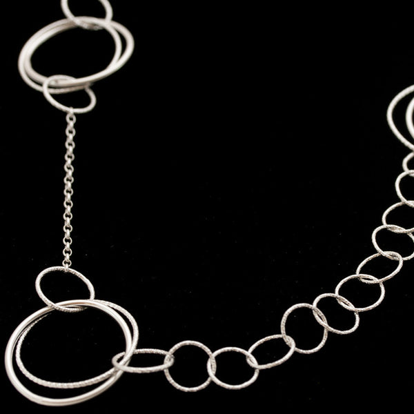 Sterling Silver and Rhodium Plated Multi-ring Necklace