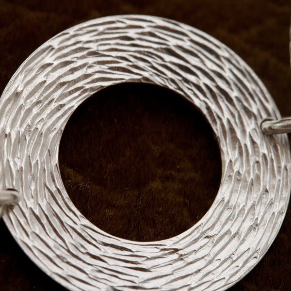 Woven Wreath Sterling Silver and Rhodium Plated Multi-ring Toggle Necklace