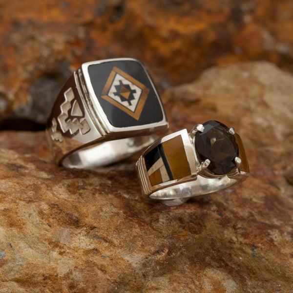 David Rosales Couples' Set Kayenta Inlaid Sterling Silver Ring