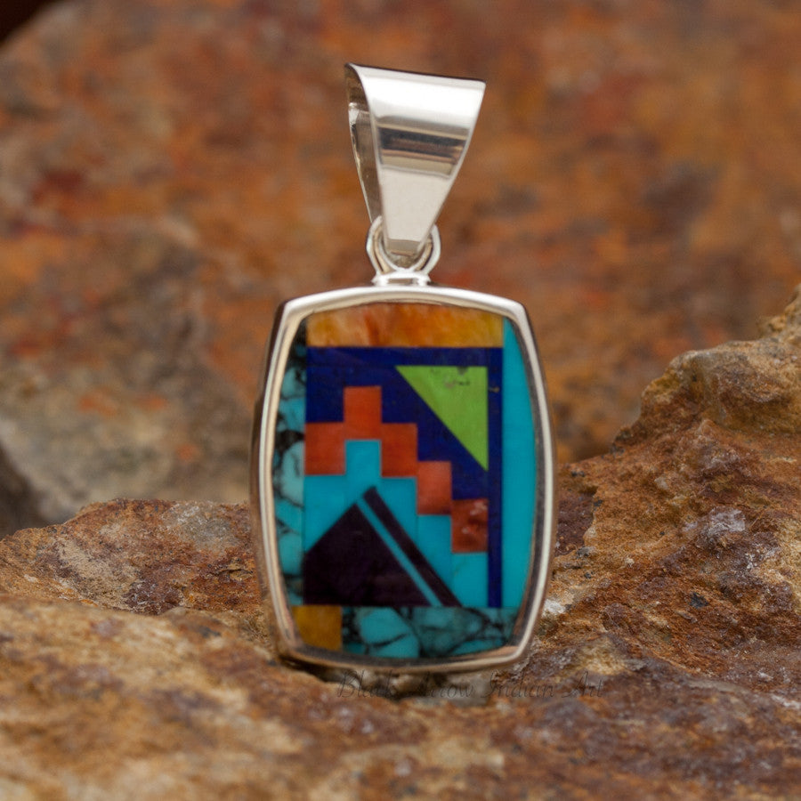 David Rosales Indian Summer Cezanne Inlaid Sterling Silver Pendant