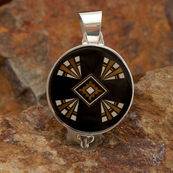 David Rosales Kayenta Inlaid Sterling Silver Two-Sided Pendant