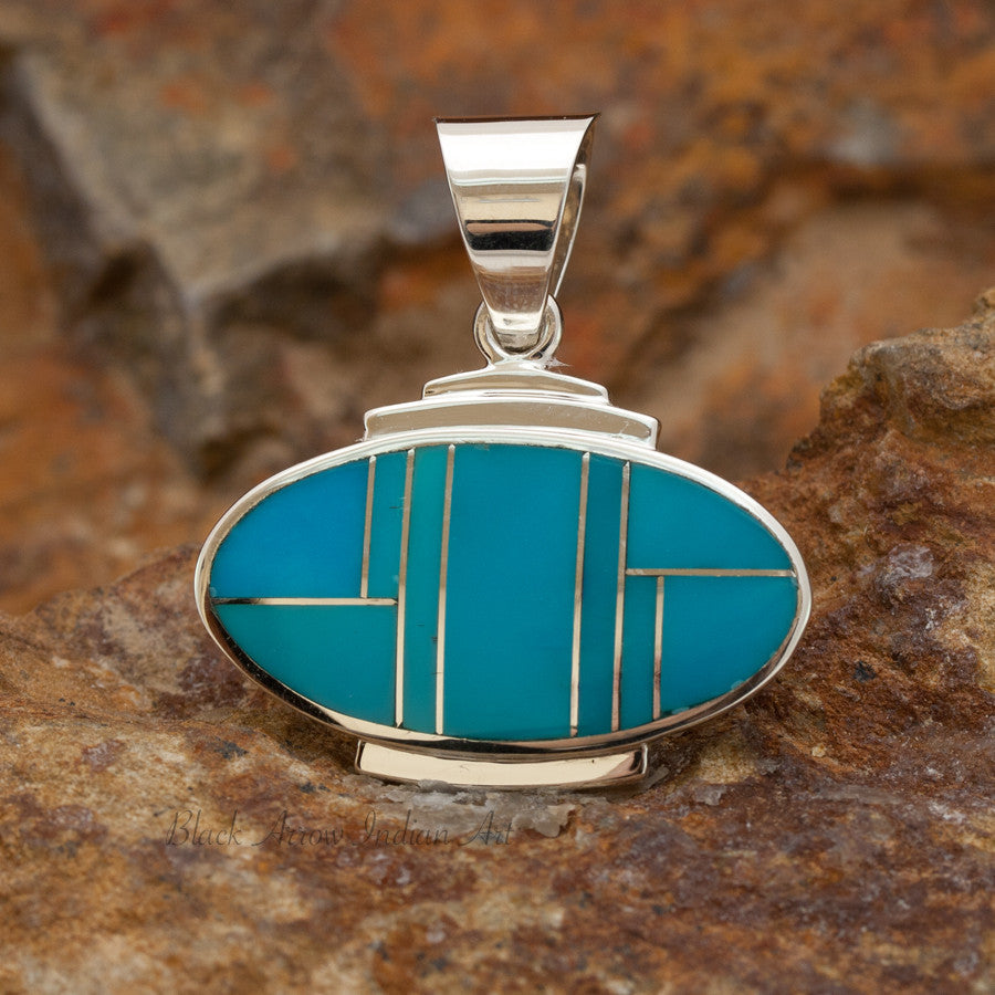 David Rosales Arizona Blue Inlaid Sterling Silver Pendant
