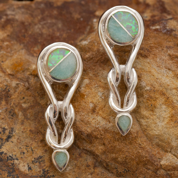 David Rosales Amazing Light Inlaid Sterling Silver Knot Earrings