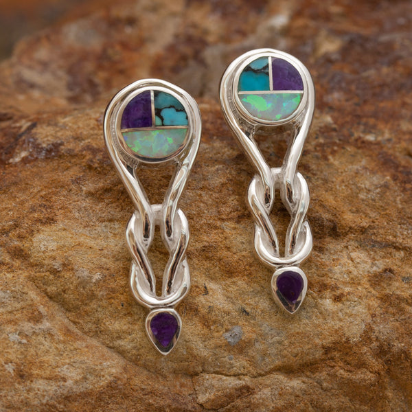 David Rosales Shalako Inlaid Sterling Silver Knot Earrings