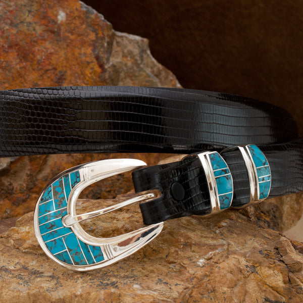 Supersmith Handcrafted Chinese Turquoise 1" Inlaid Ranger Belt Buckle