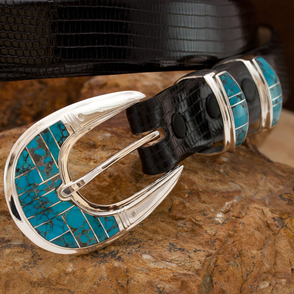 Supersmith Handcrafted Chinese Turquoise 1" Inlaid Ranger Belt Buckle